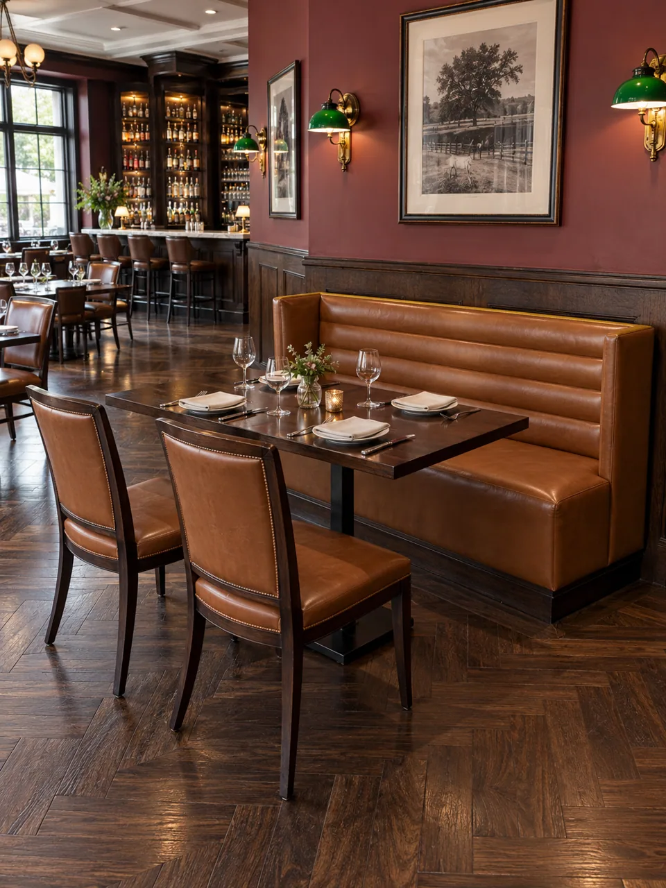 Duane Cognac Channel Banquette